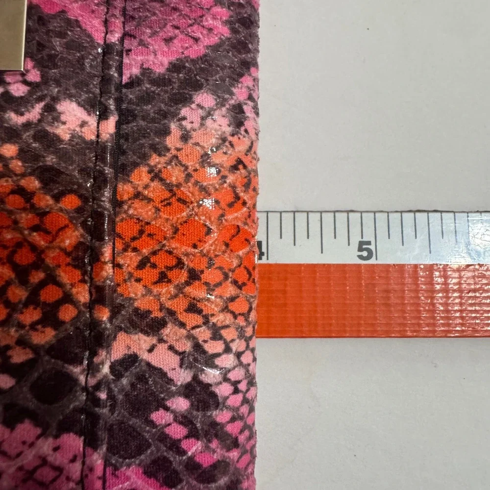 Kenneth Cole Reaction Pink Orange Snakeskin Trifold Wallet Faux Leather Clutch